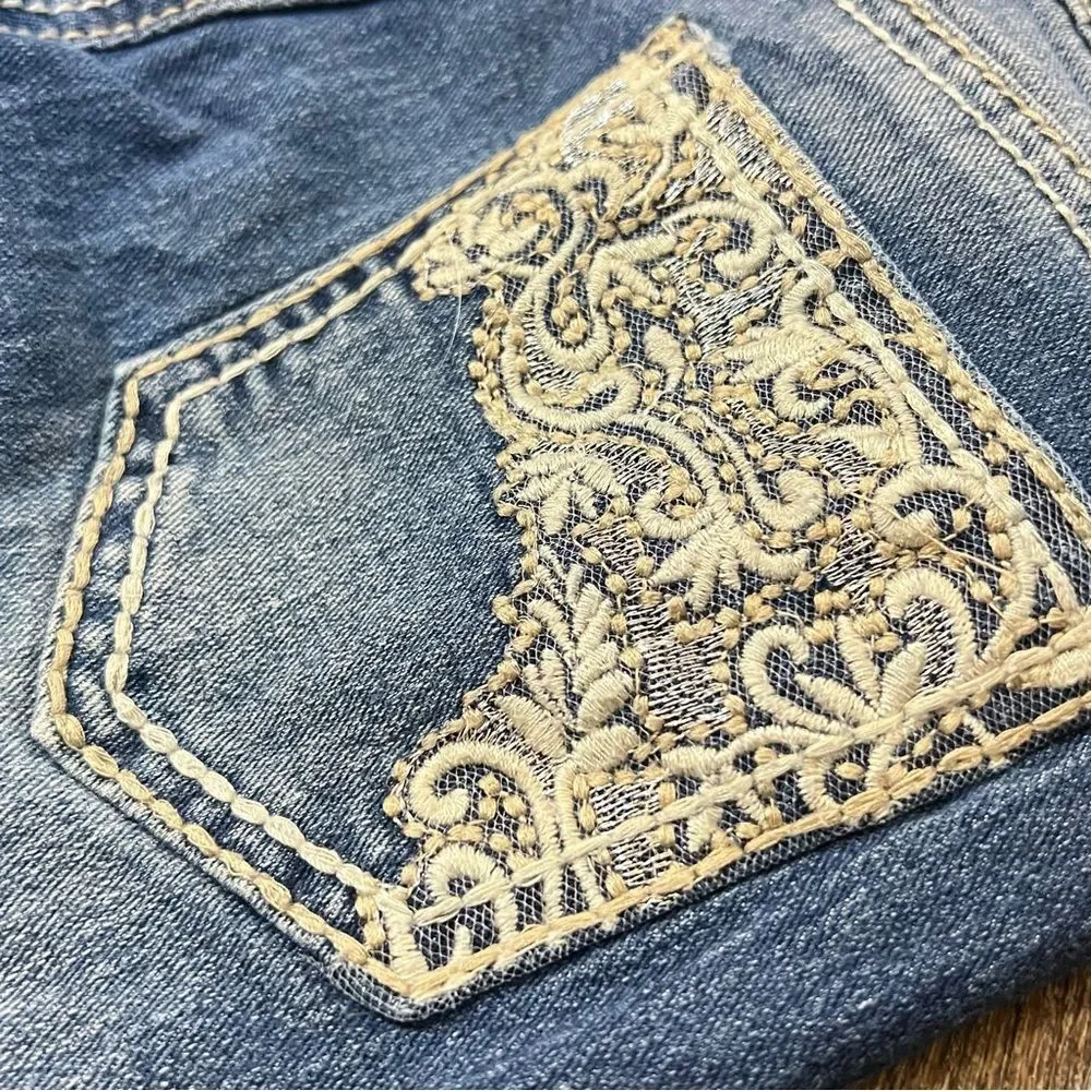 Faded Glory Girls Bootcut Jeans 7 Embroidered Back Pockets Adjustable Waist - Picture 12 of 12